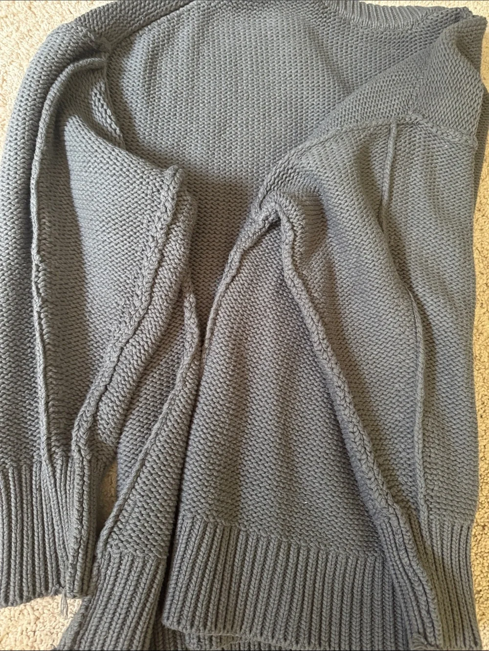 Free People Alli  oversized V-Neck chunk Knit Sweater gray size large